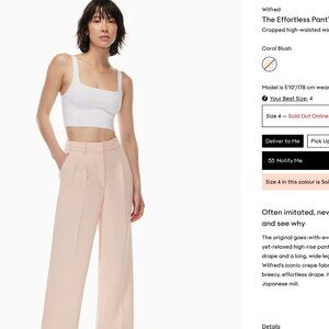 NWT NEW Aritzia Wilfred Effortless Pants in Coral Pink/ Blush Pink (Size 4)